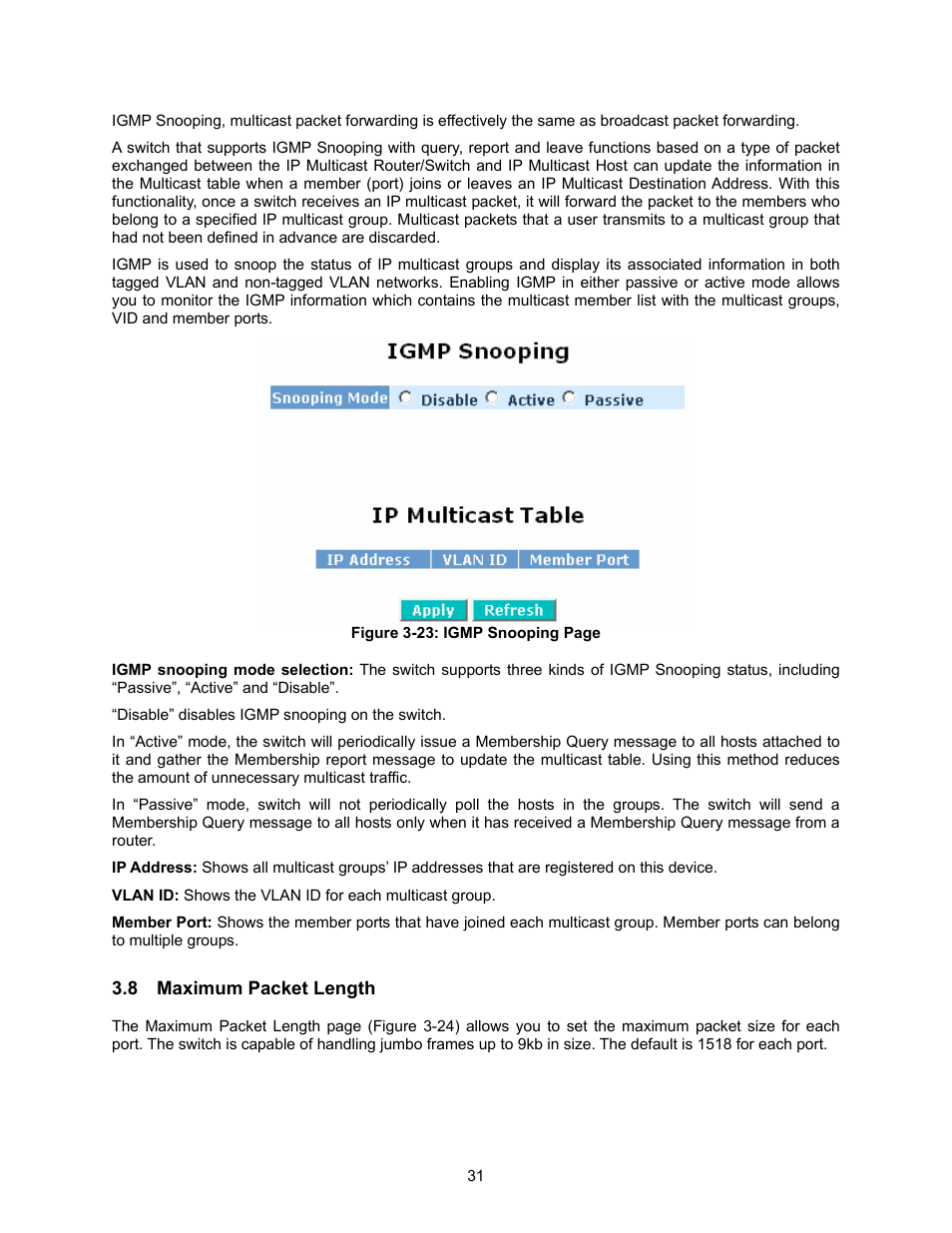 Aximum, Acket, Ength | Amer Networks SS2GD8I User Manual | Page 37 / 134