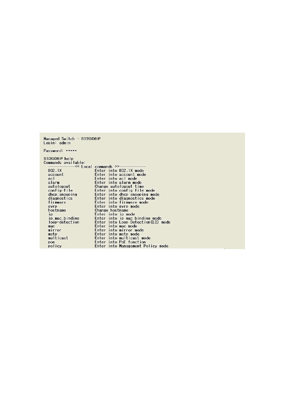 2. commands of cli, Ommands of | Amer Networks SS2GD8IP User Manual | Page 232 / 347