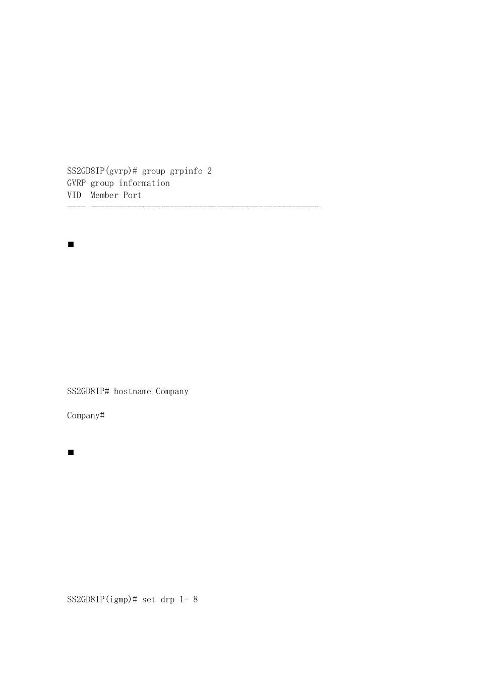 Hostname <name, Hostname, Igmp | Amer Networks SS2GD8IP User Manual | Page 262 / 347