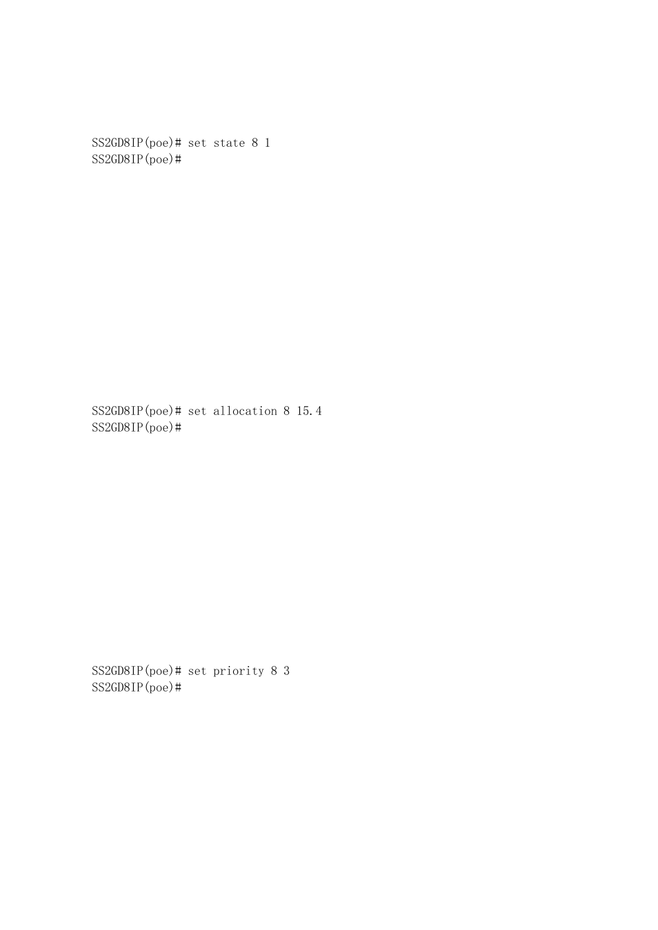 Set state <port> <allocation, Set state <port> <priority, Show | Amer Networks SS2GD8IP User Manual | Page 300 / 347