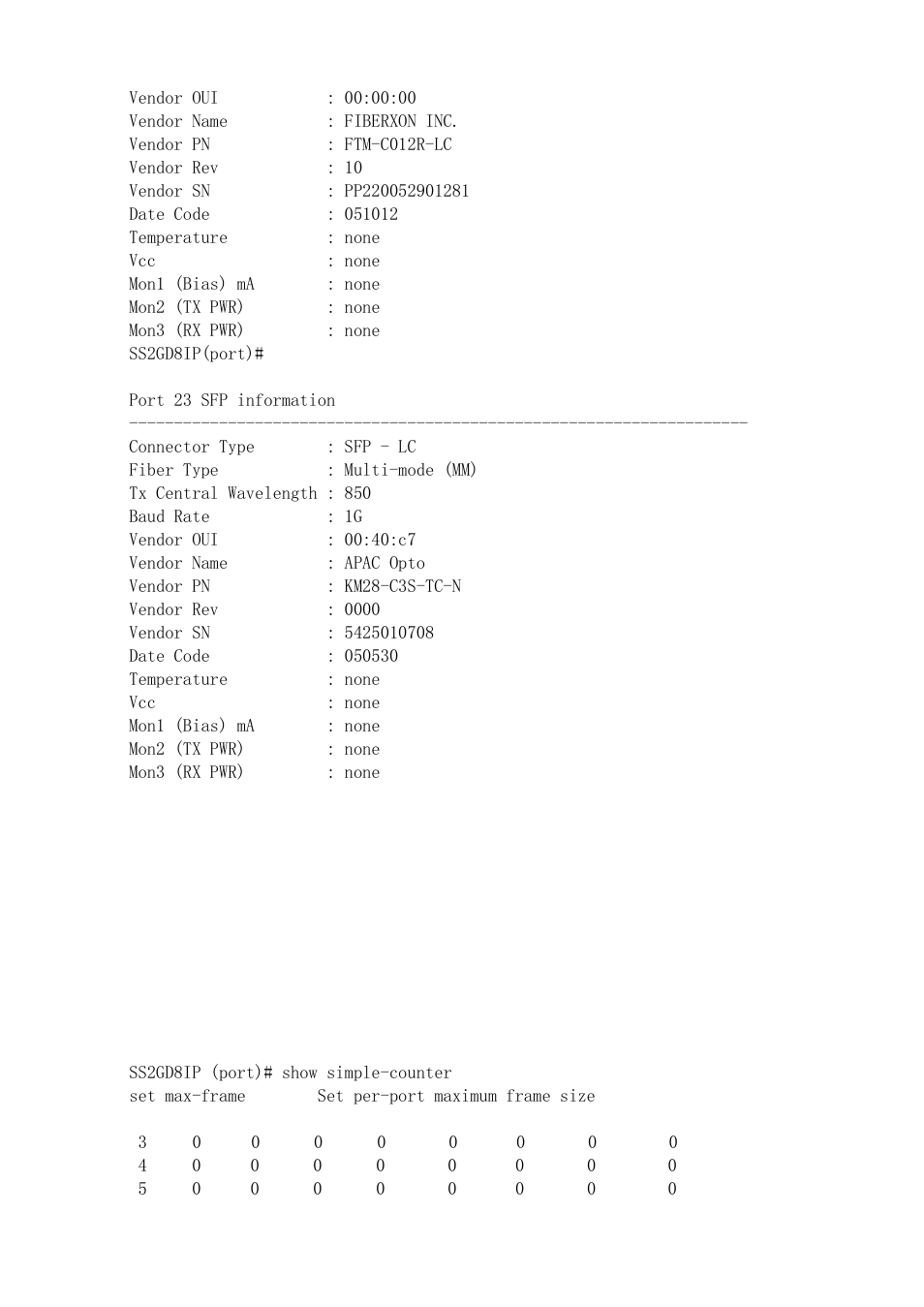 Show simple-counter | Amer Networks SS2GD8IP User Manual | Page 309 / 347