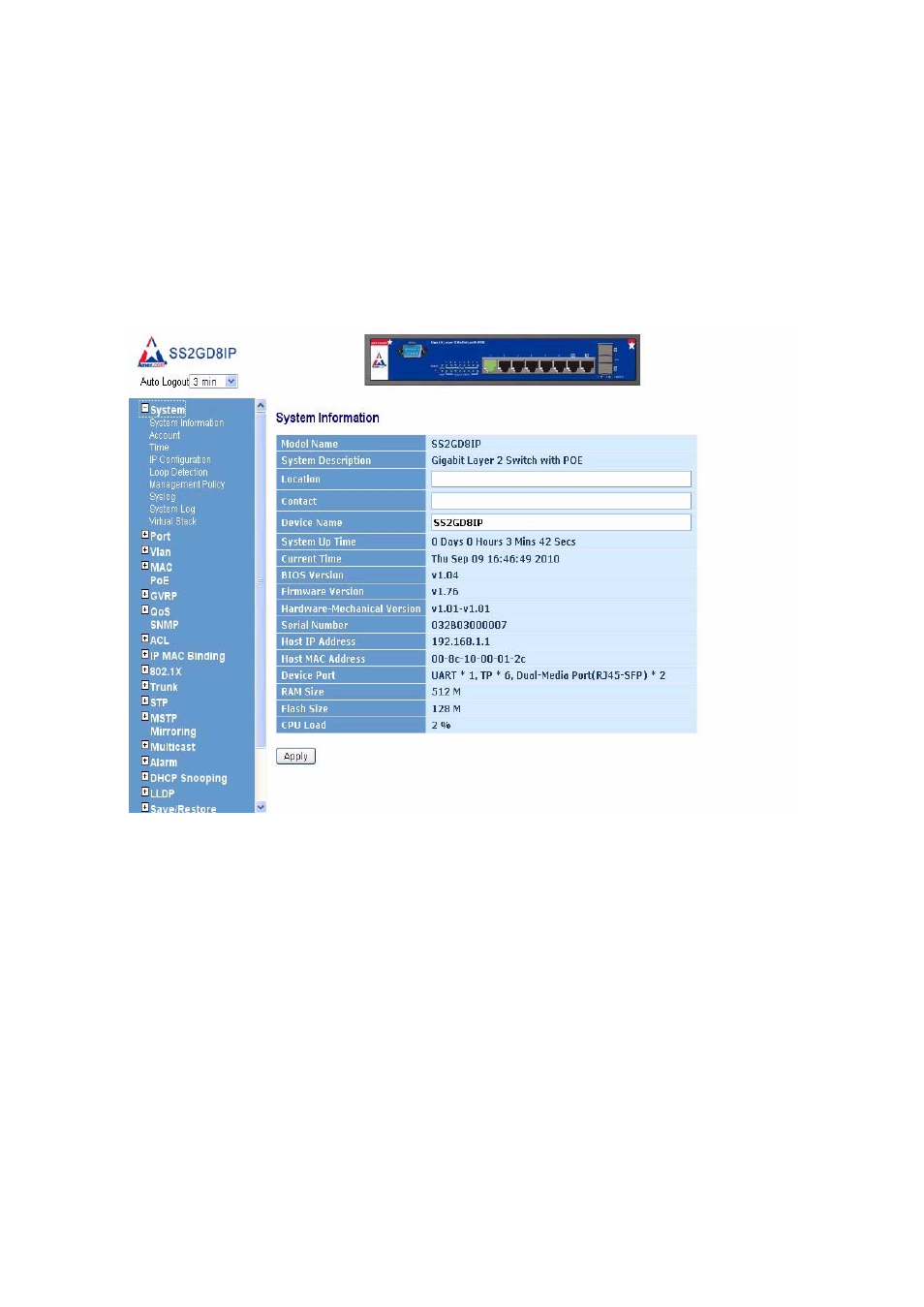 1. web management home overview, Anagement, Verview | 28 3-1. web management home overview | Amer Networks SS2GD8IP User Manual | Page 40 / 347