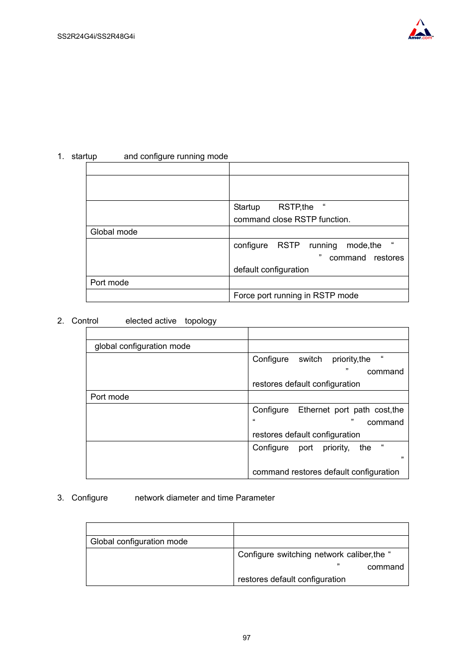 2 rstp configuration, 1 rstp configuration task sequence | Amer Networks SS2R48G4i V2 User Manual | Page 108 / 198