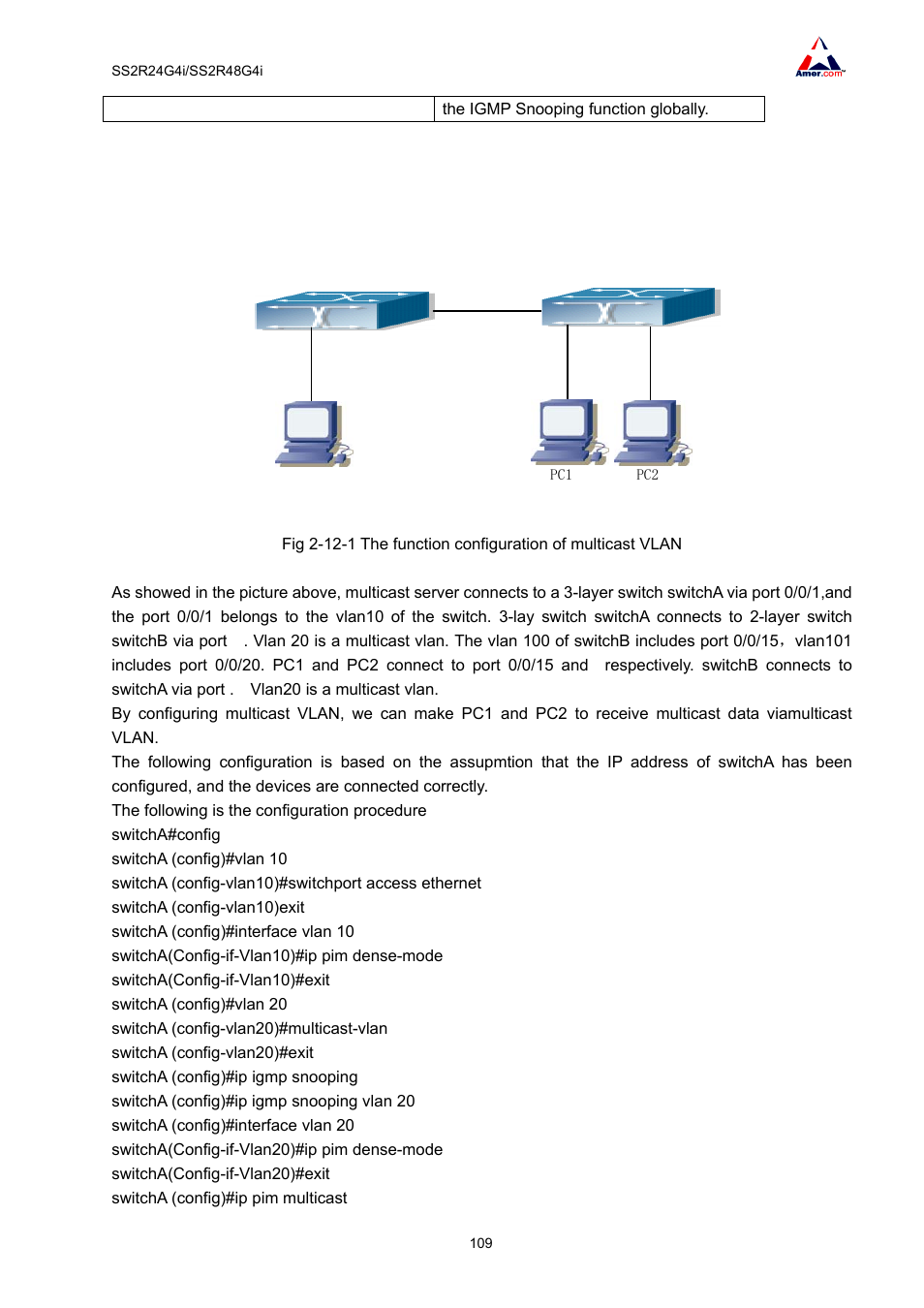 3 multicast vlan examples | Amer Networks SS2R48G4i V2 User Manual | Page 120 / 198