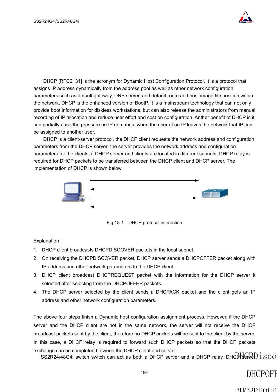 Chapter 18 dhcp configuration, 1 introduction to dhcp | Amer Networks SS2R48G4i V2 User Manual | Page 167 / 198