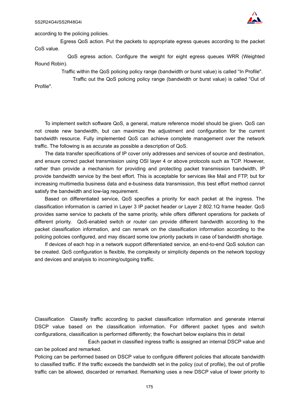 2 qos implementation, 3 basic qos model | Amer Networks SS2R48G4i V2 User Manual | Page 186 / 198