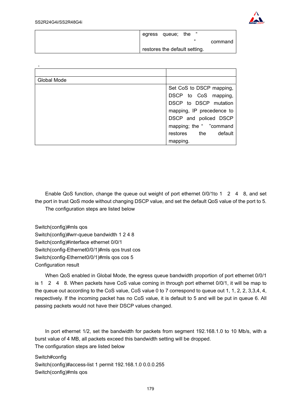 3 qos example | Amer Networks SS2R48G4i V2 User Manual | Page 190 / 198