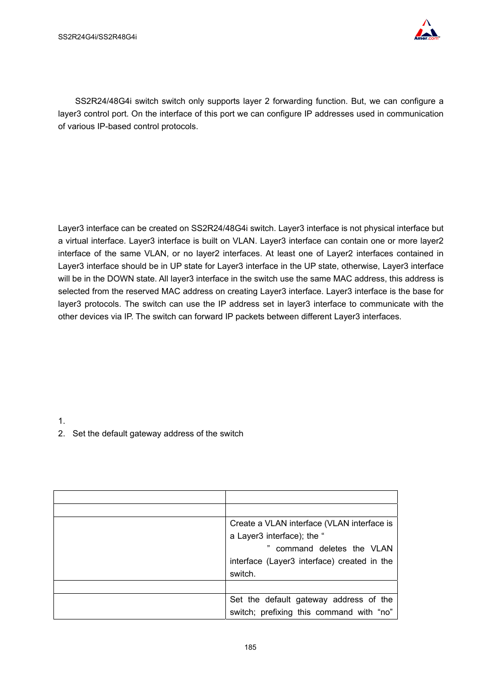 Chapter 23 layer 3 configuration, 1 layer3 interface, 1 introduction to layer3 interface | 2 layer3 interface configuration, 1 layer3 interface configuration task sequence, 1 show arp | Amer Networks SS2R48G4i V2 User Manual | Page 196 / 198