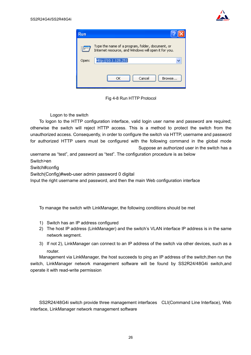 3 management via linkmanager, 2 management interface | Amer Networks SS2R48G4i V2 User Manual | Page 37 / 198