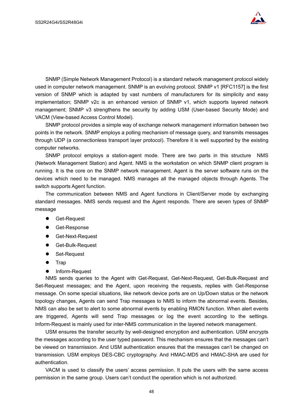 4 snmp configuration, 1 introduction to snmp, 4 snmp configuration 5.4.1 introduction to snmp | Amer Networks SS2R48G4i V2 User Manual | Page 59 / 198