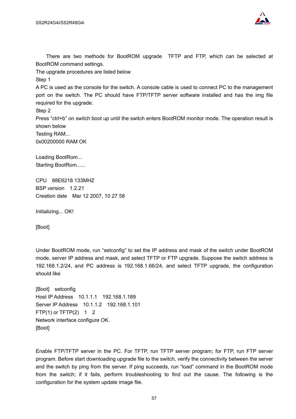 1 bootrom upgrade | Amer Networks SS2R48G4i V2 User Manual | Page 68 / 198