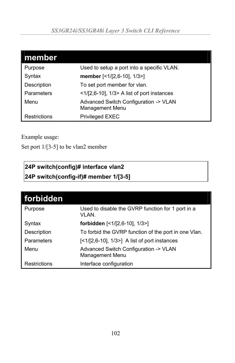 Member, Forbidden | Amer Networks SS3GR24i User Manual | Page 108 / 154