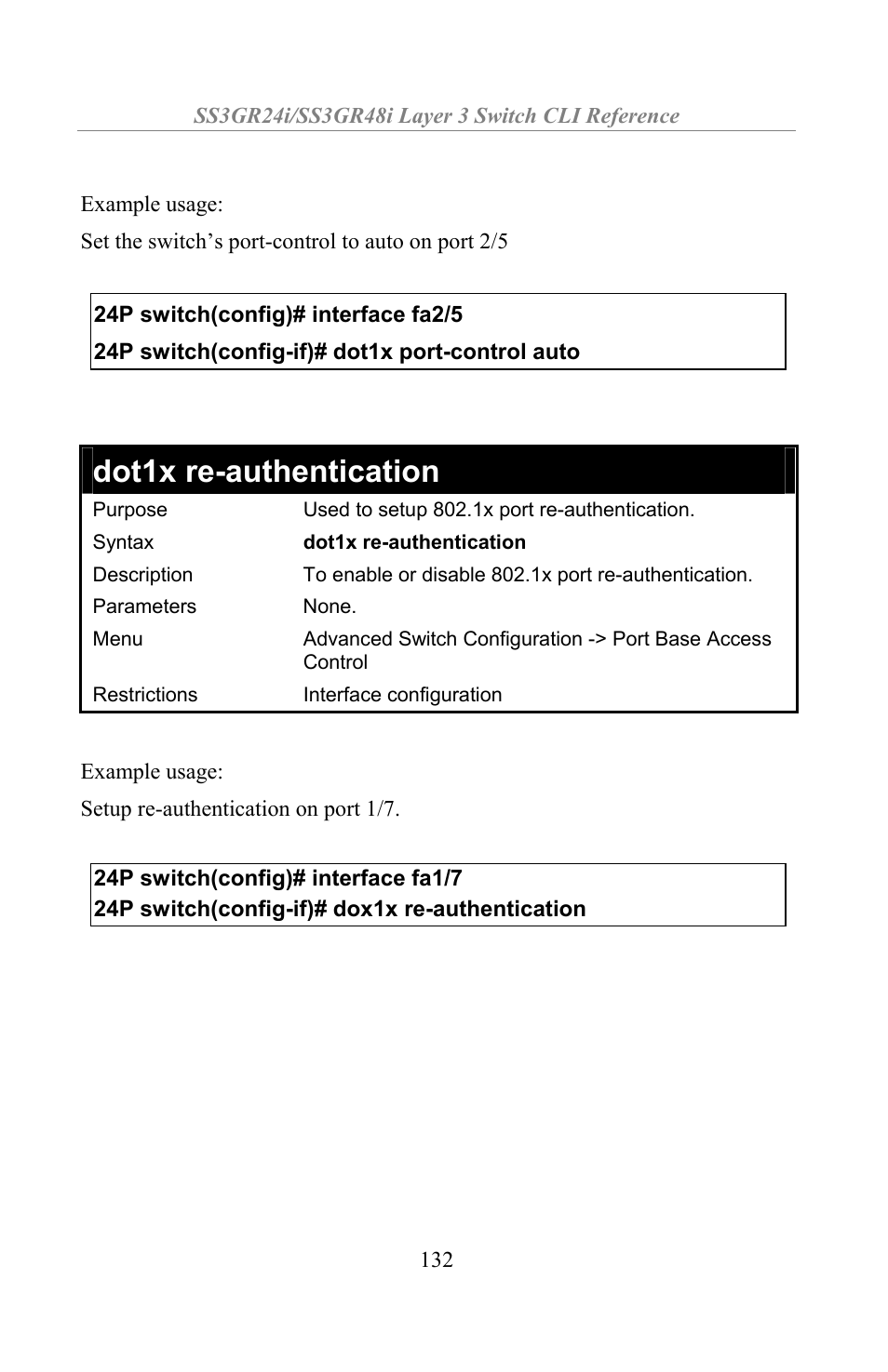 Dot1x re-authentication | Amer Networks SS3GR24i User Manual | Page 138 / 154