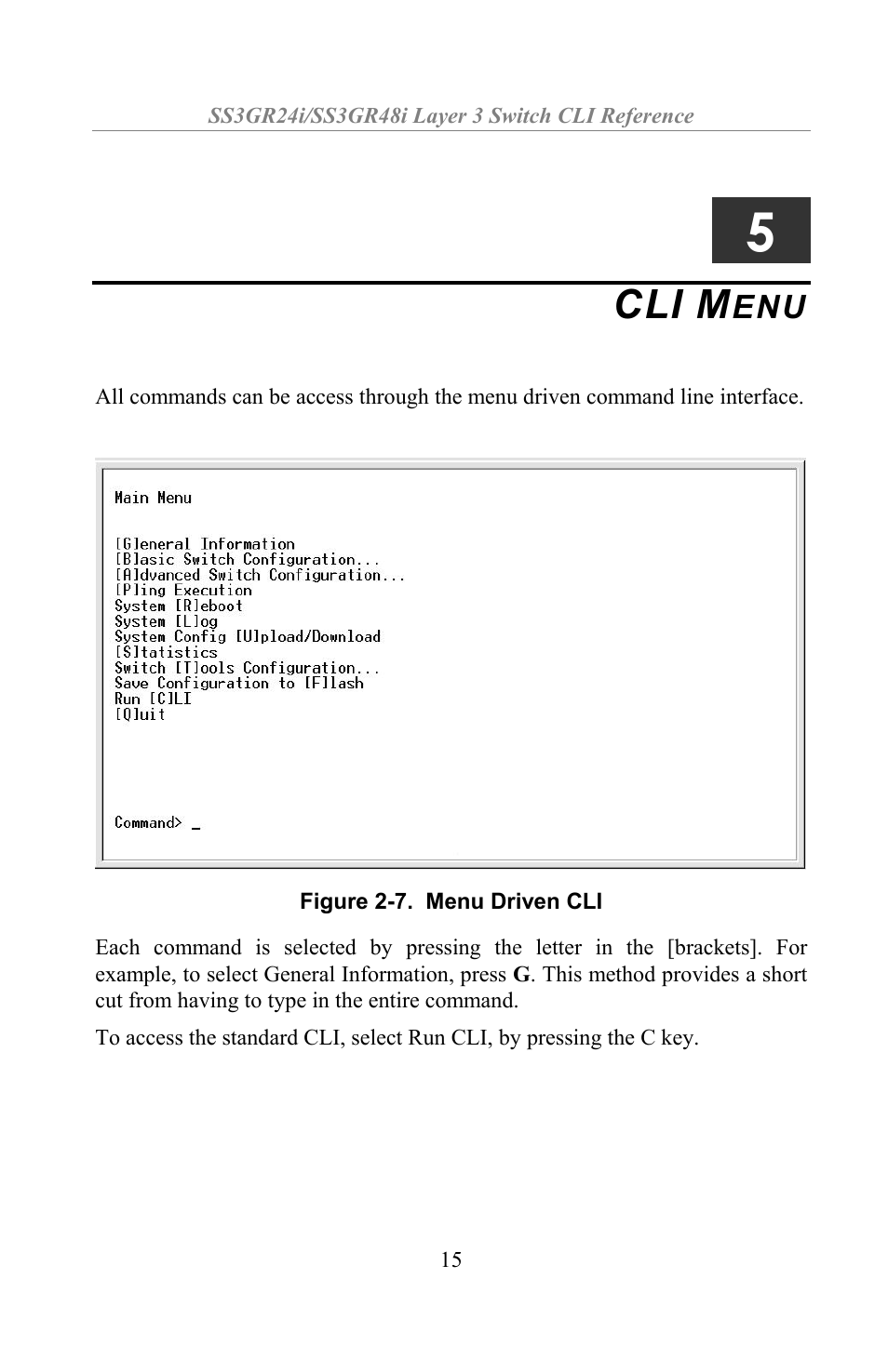 Cli menu | Amer Networks SS3GR24i User Manual | Page 21 / 154