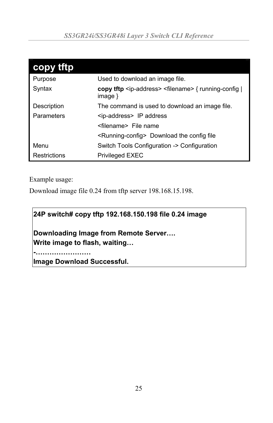 Copy tftp | Amer Networks SS3GR24i User Manual | Page 31 / 154