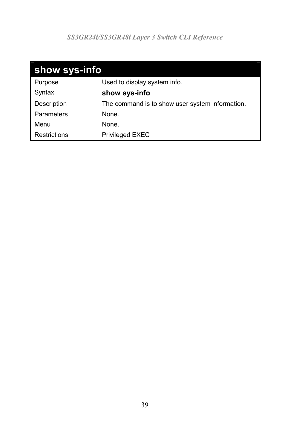 Show sys-info | Amer Networks SS3GR24i User Manual | Page 45 / 154