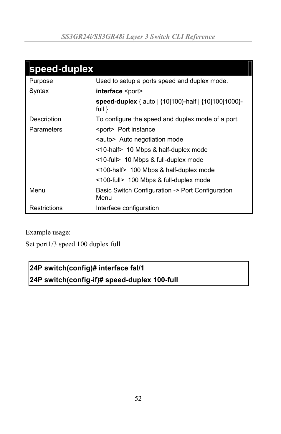 Speed-duplex | Amer Networks SS3GR24i User Manual | Page 58 / 154