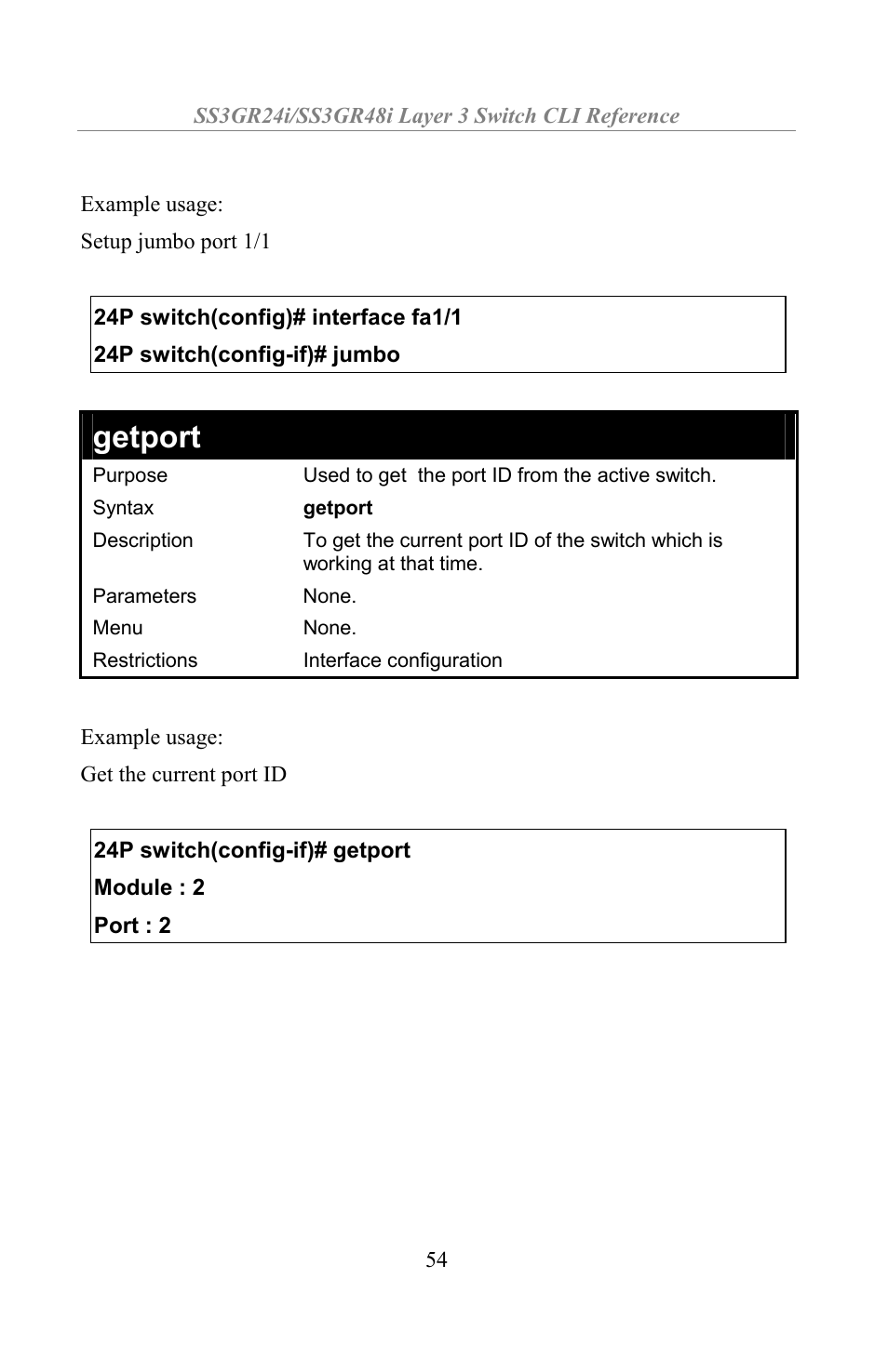 Getport | Amer Networks SS3GR24i User Manual | Page 60 / 154