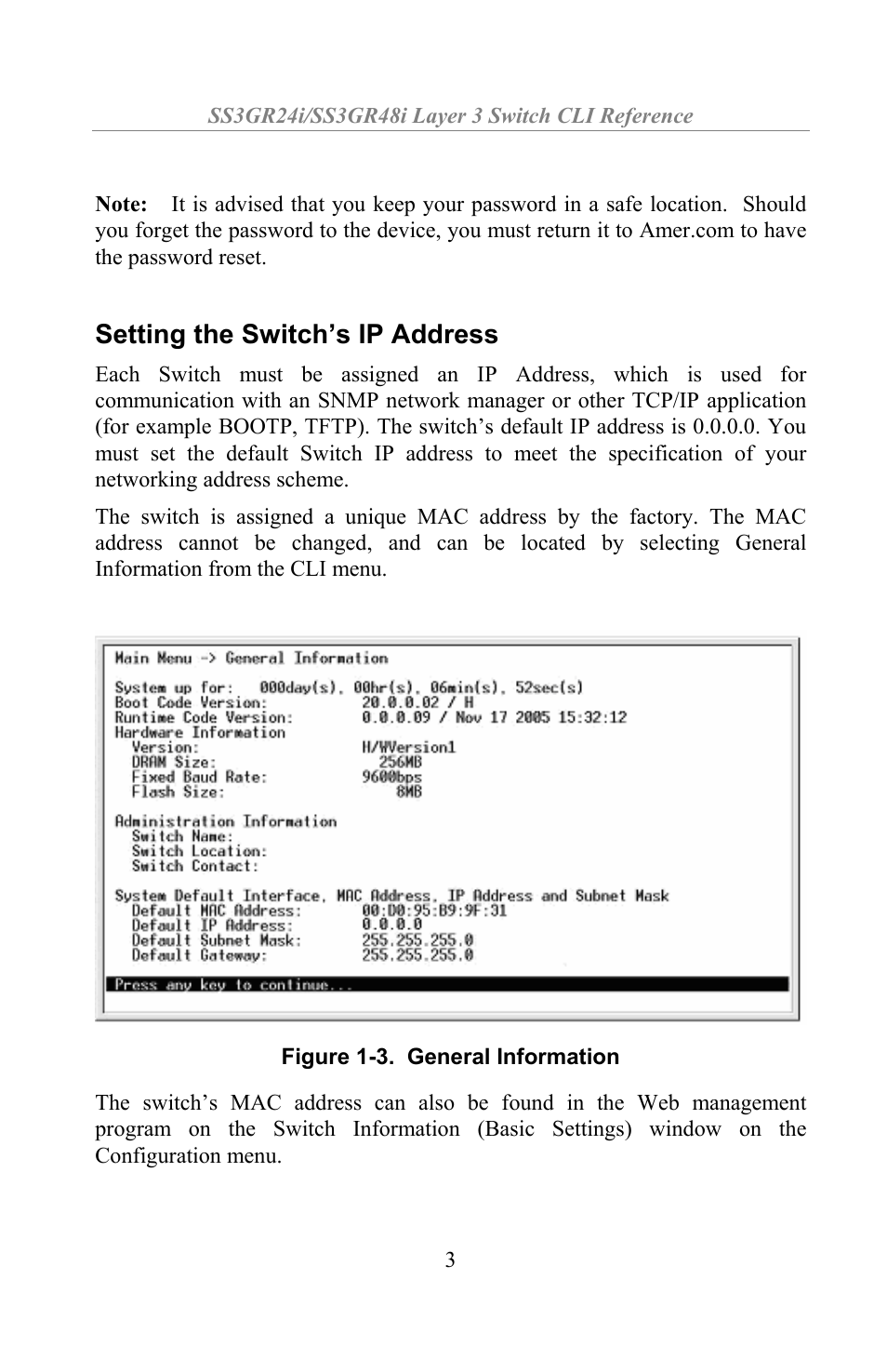 Setting the switch’s ip address | Amer Networks SS3GR24i User Manual | Page 9 / 154