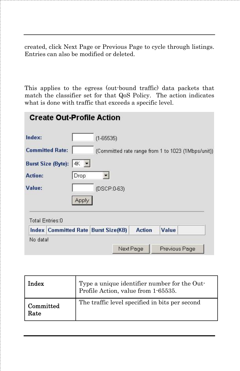 Create out-profile action | Amer Networks SS3GR24i User Manual | Page 114 / 126