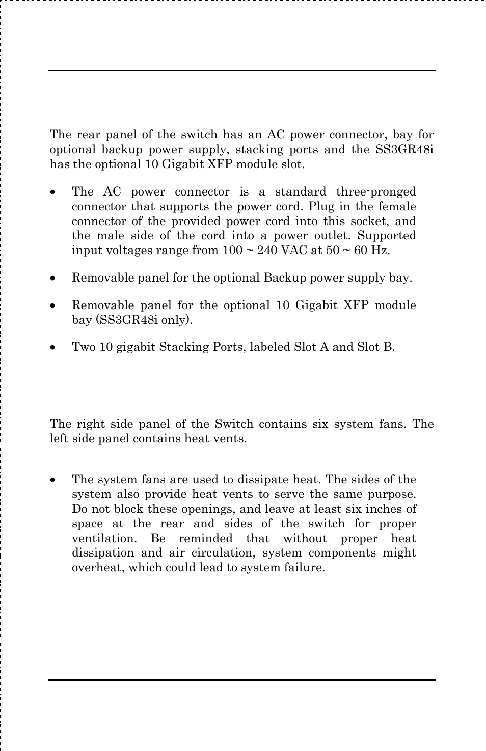 Rear panel, Side panels | Amer Networks SS3GR24i User Manual | Page 16 / 126