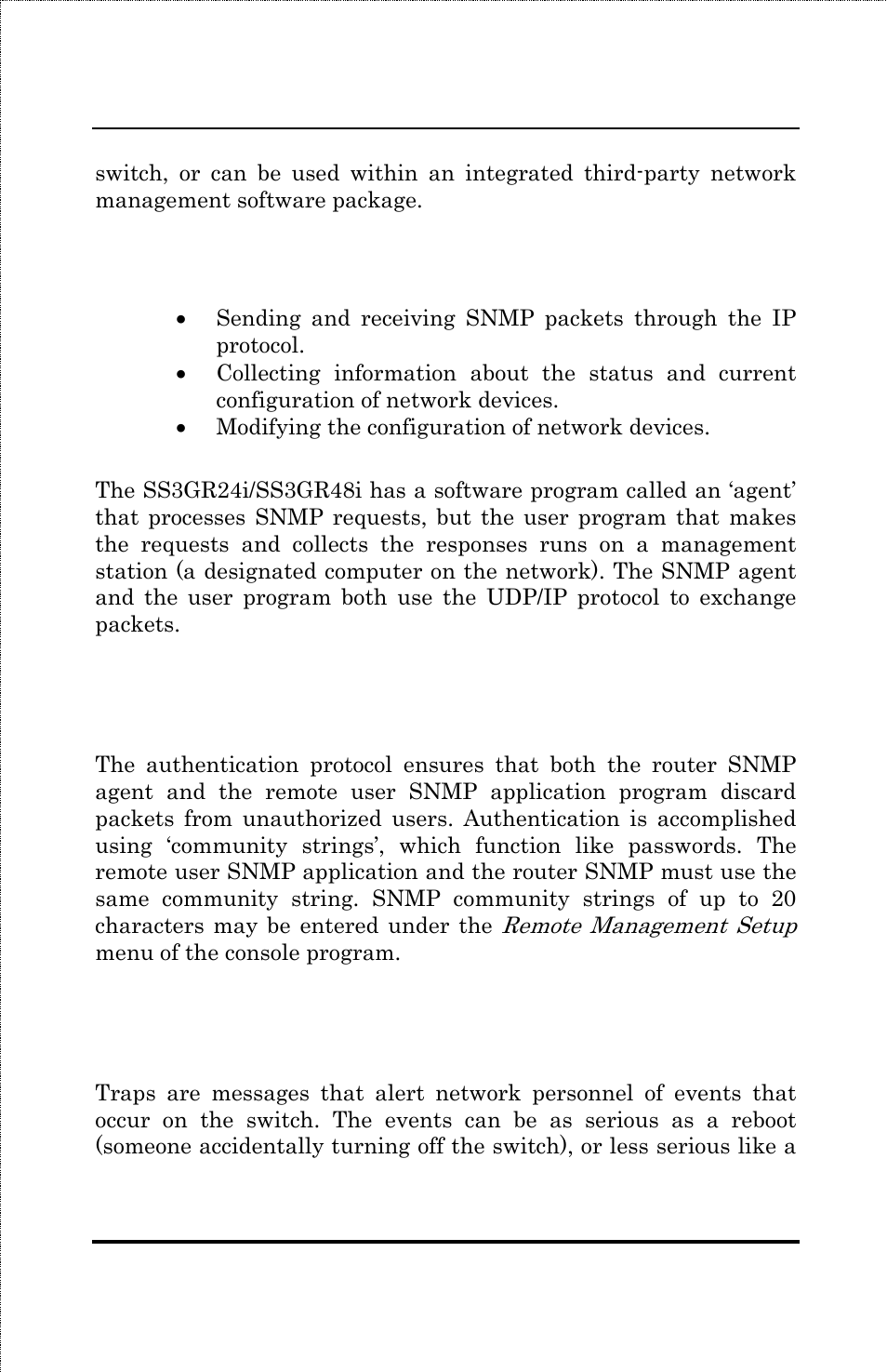 Authentication, Traps | Amer Networks SS3GR24i User Manual | Page 23 / 126