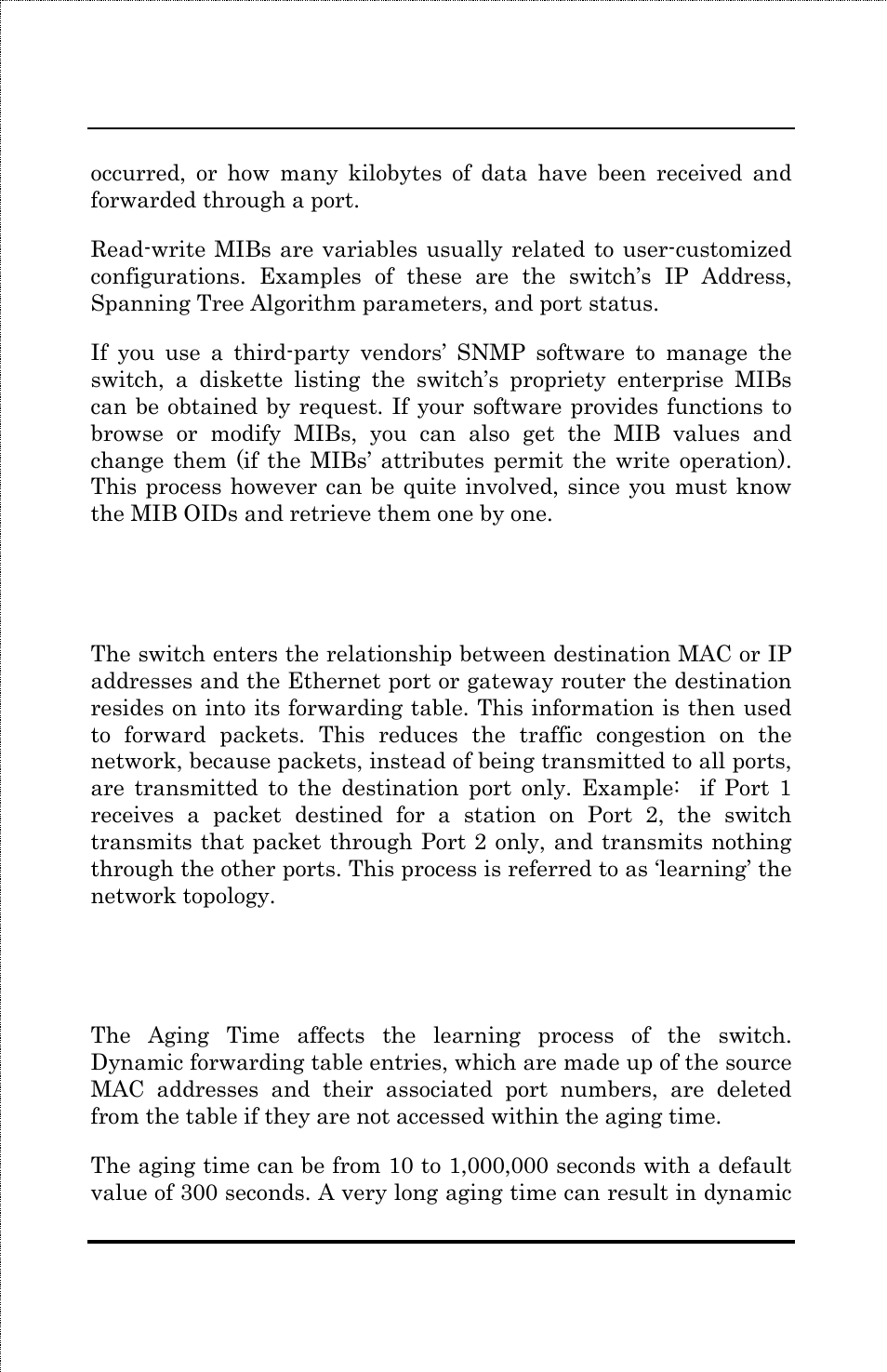 Packet forwarding, Mac address aging time | Amer Networks SS3GR24i User Manual | Page 26 / 126