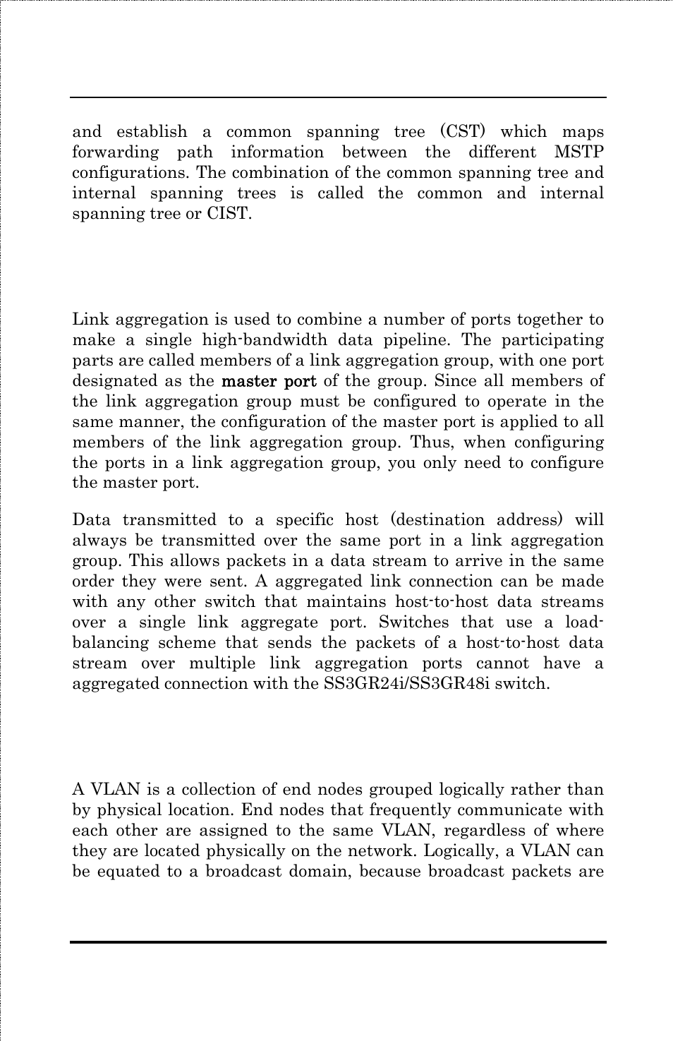 Link aggregation, Vlans | Amer Networks SS3GR24i User Manual | Page 31 / 126