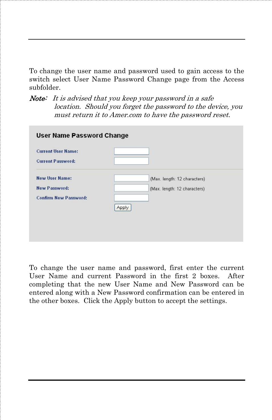 User name password change | Amer Networks SS3GR24i User Manual | Page 61 / 126