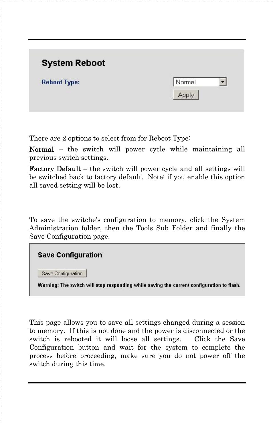 Save configuration | Amer Networks SS3GR24i User Manual | Page 67 / 126