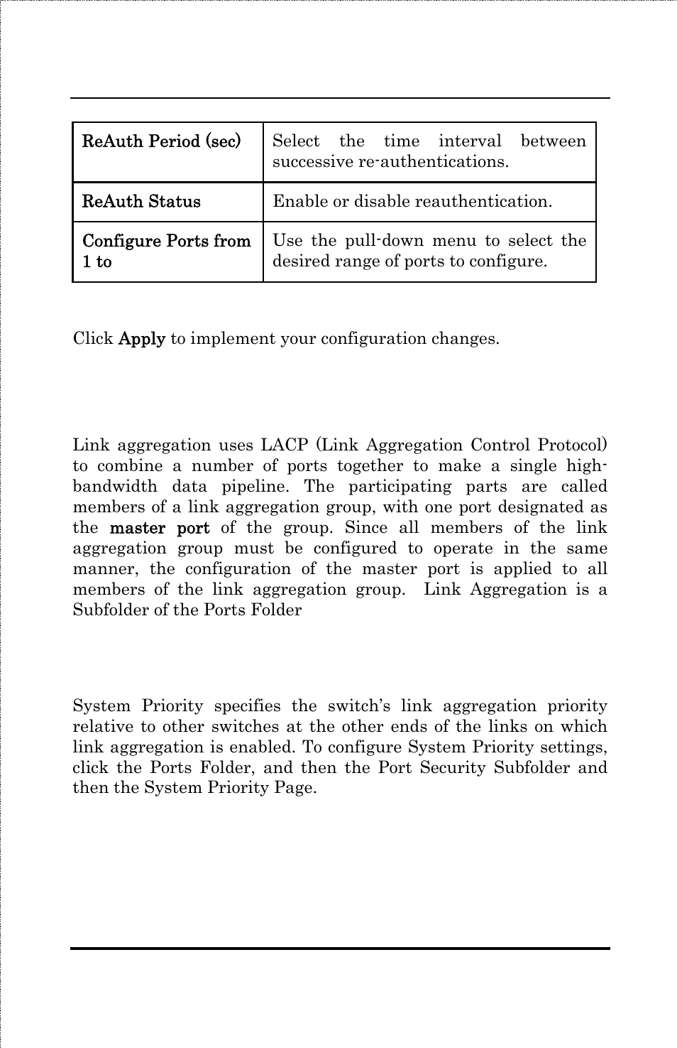 Link aggregation, System priority | Amer Networks SS3GR24i User Manual | Page 81 / 126