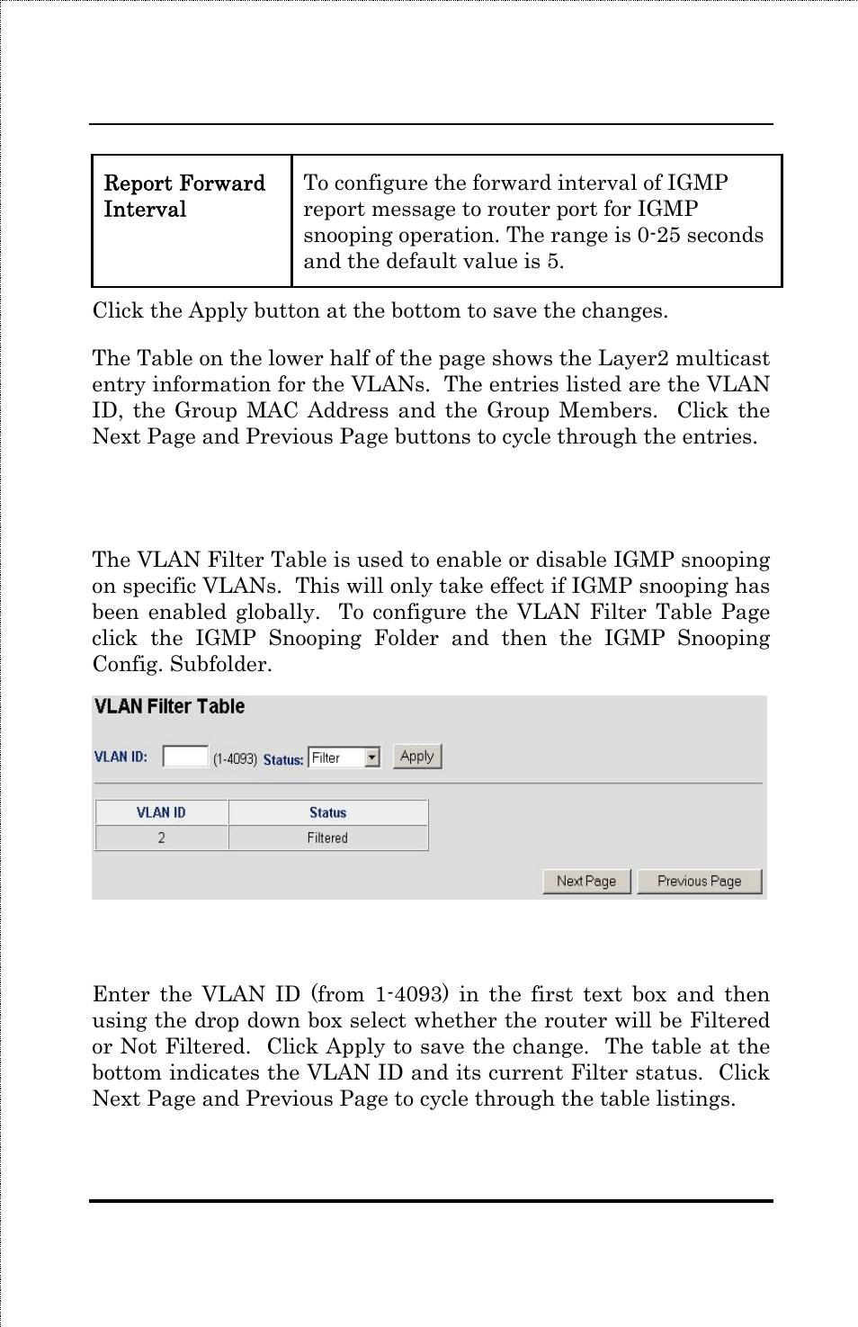 Vlan filter table | Amer Networks SS3GR24i User Manual | Page 93 / 126