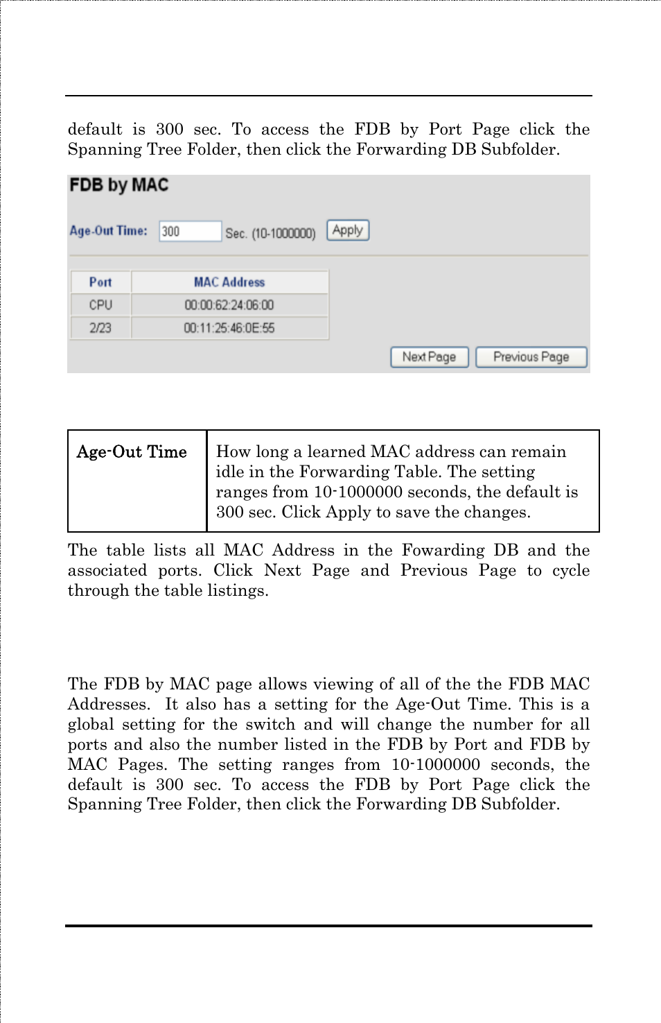 Fdb by vid | Amer Networks SS3GR24i User Manual | Page 98 / 126