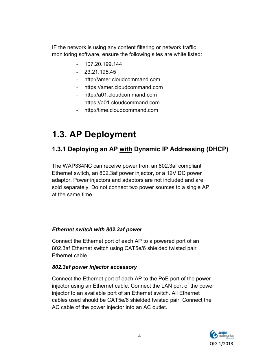 Ap deployment | Amer Networks WAP334NC User Manual | Page 5 / 13