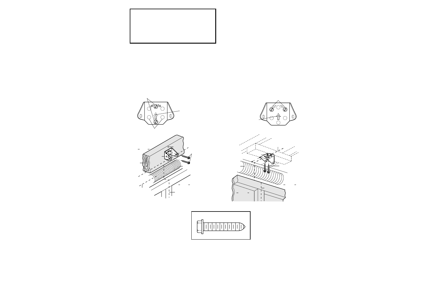 Install the header bracket, Installation step 2, Fastening the header bracket to the wall | Fastening the header bracket to the ceiling, Hardware shown actual size | Chamberlain SECURITY 4620 User Manual | Page 14 / 40