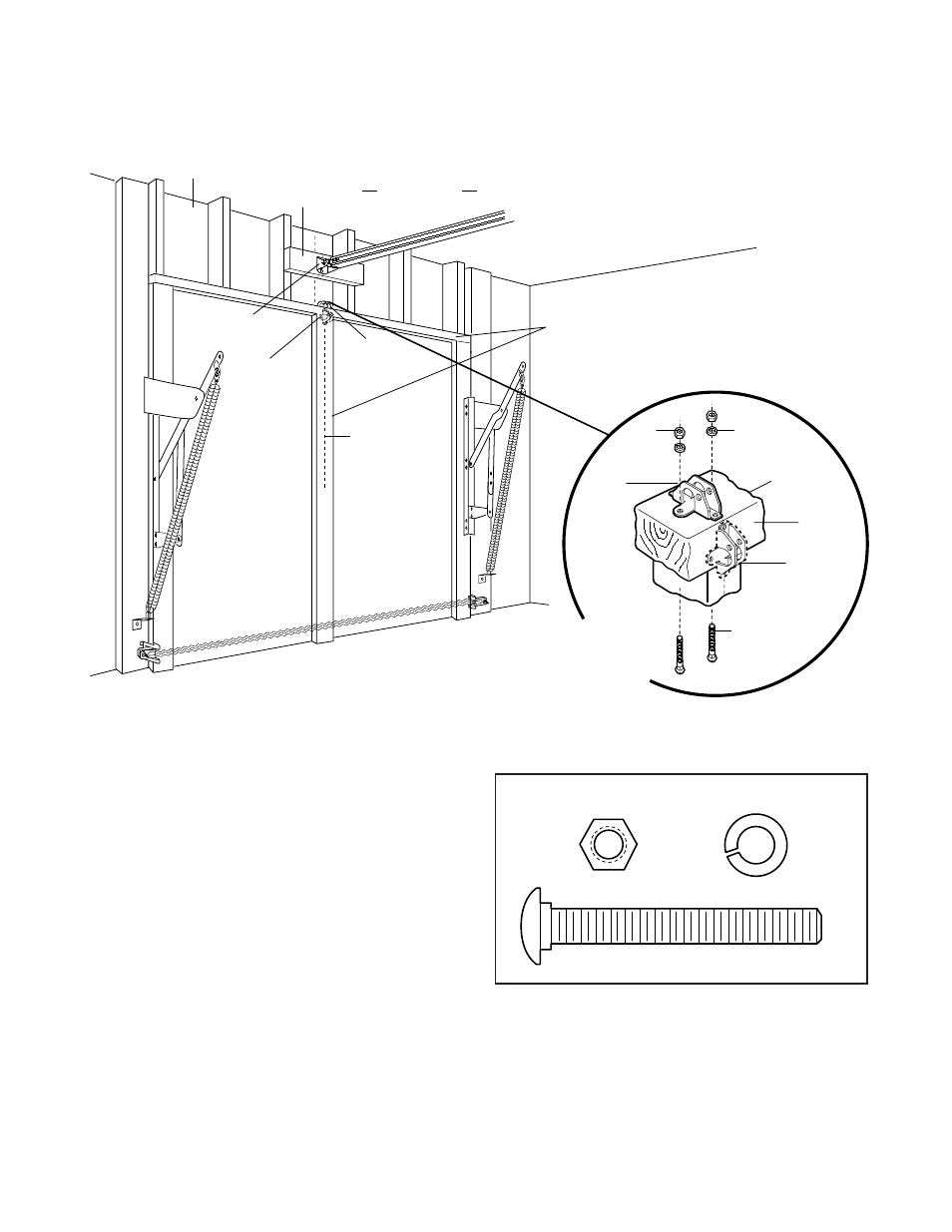 All one-piece doors, All one-piece door installation procedure, Hardware shown actual size | Chamberlain SECURITY 4620 User Manual | Page 25 / 40