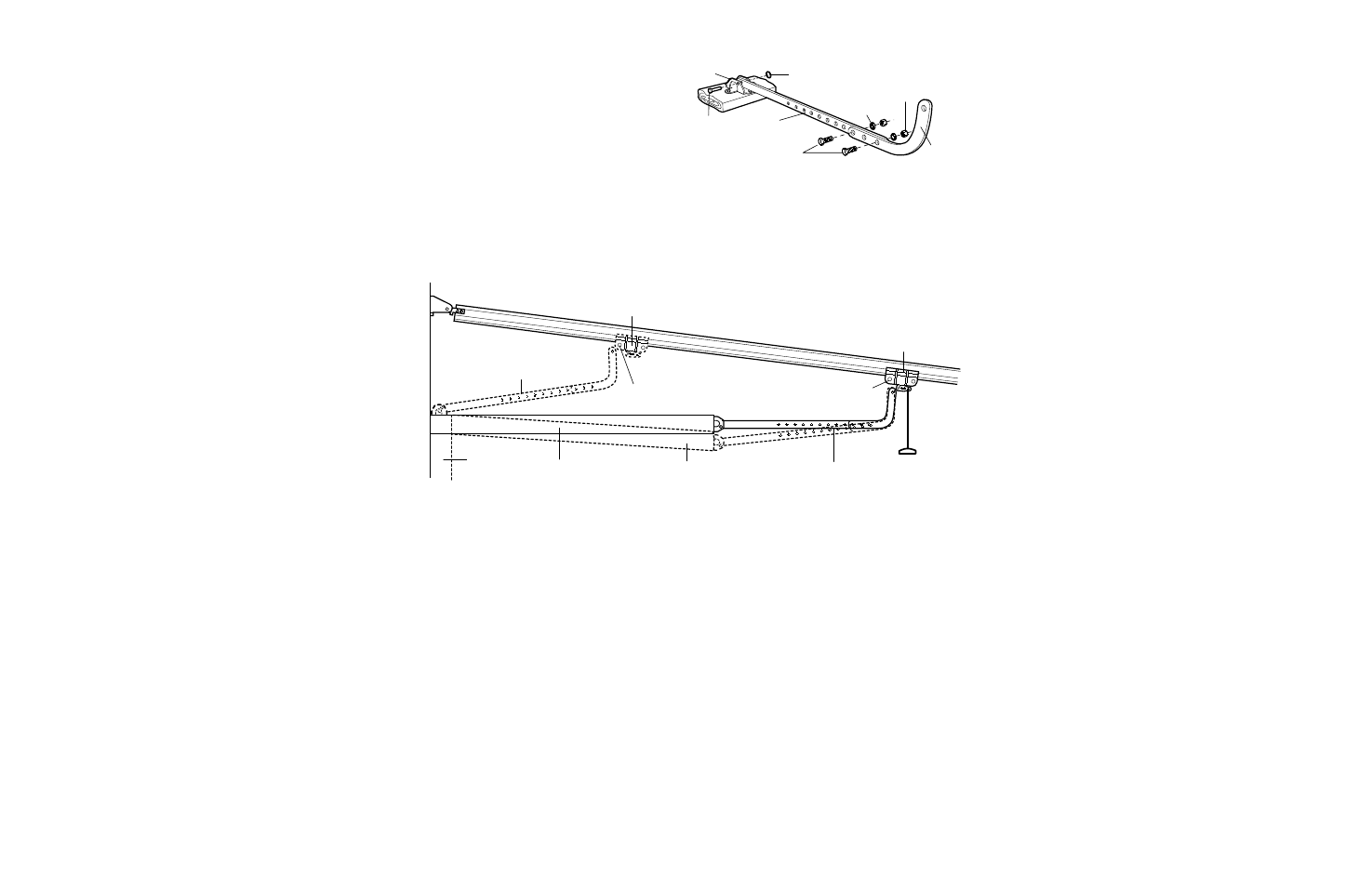 All one-piece doors, Doorarmtrolley1pcscrew 7/96, All one-piece doors assemble the door arm | Adjustment procedures for one-piece doors, Connect the door arm to the trolley | Chamberlain SECURITY 4620 User Manual | Page 27 / 40