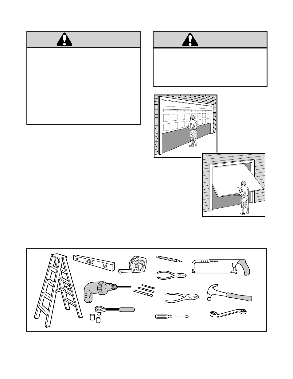 Tools needed, Warnings and precautions, Warning caution caution | Safety information, precautions, tools | Chamberlain SECURITY 4620 User Manual | Page 3 / 40