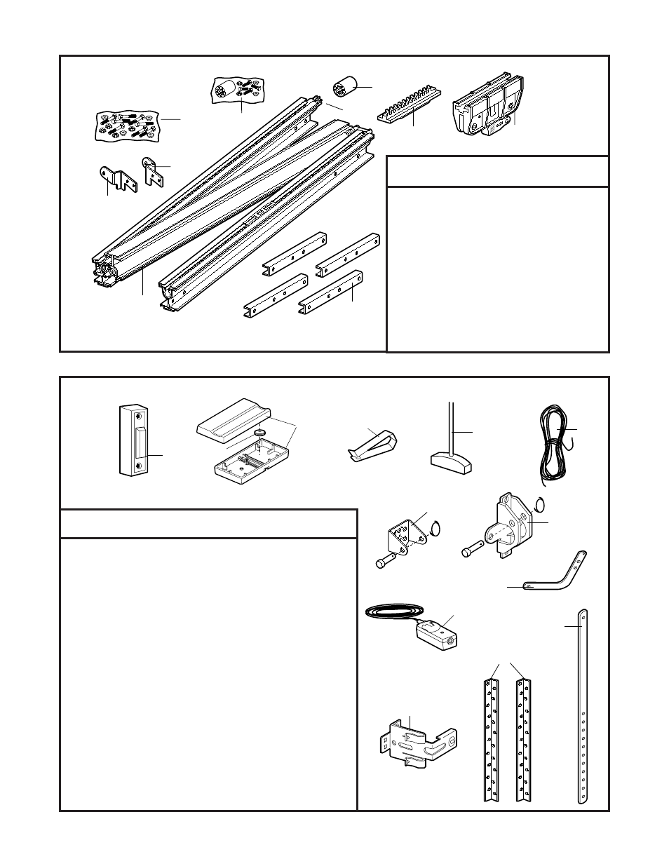 Repair parts, Rail assembly parts, Installation parts | Chamberlain SECURITY 4620 User Manual | Page 36 / 40