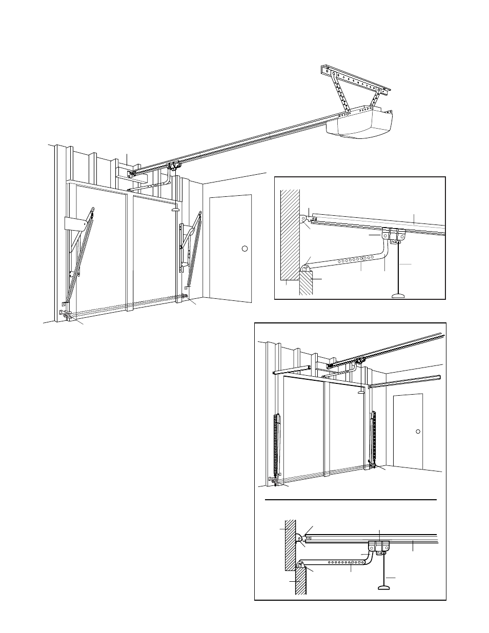 One-piece door installation, One-piece door without track, One-piece door with track | Chamberlain SECURITY 4620 User Manual | Page 7 / 40