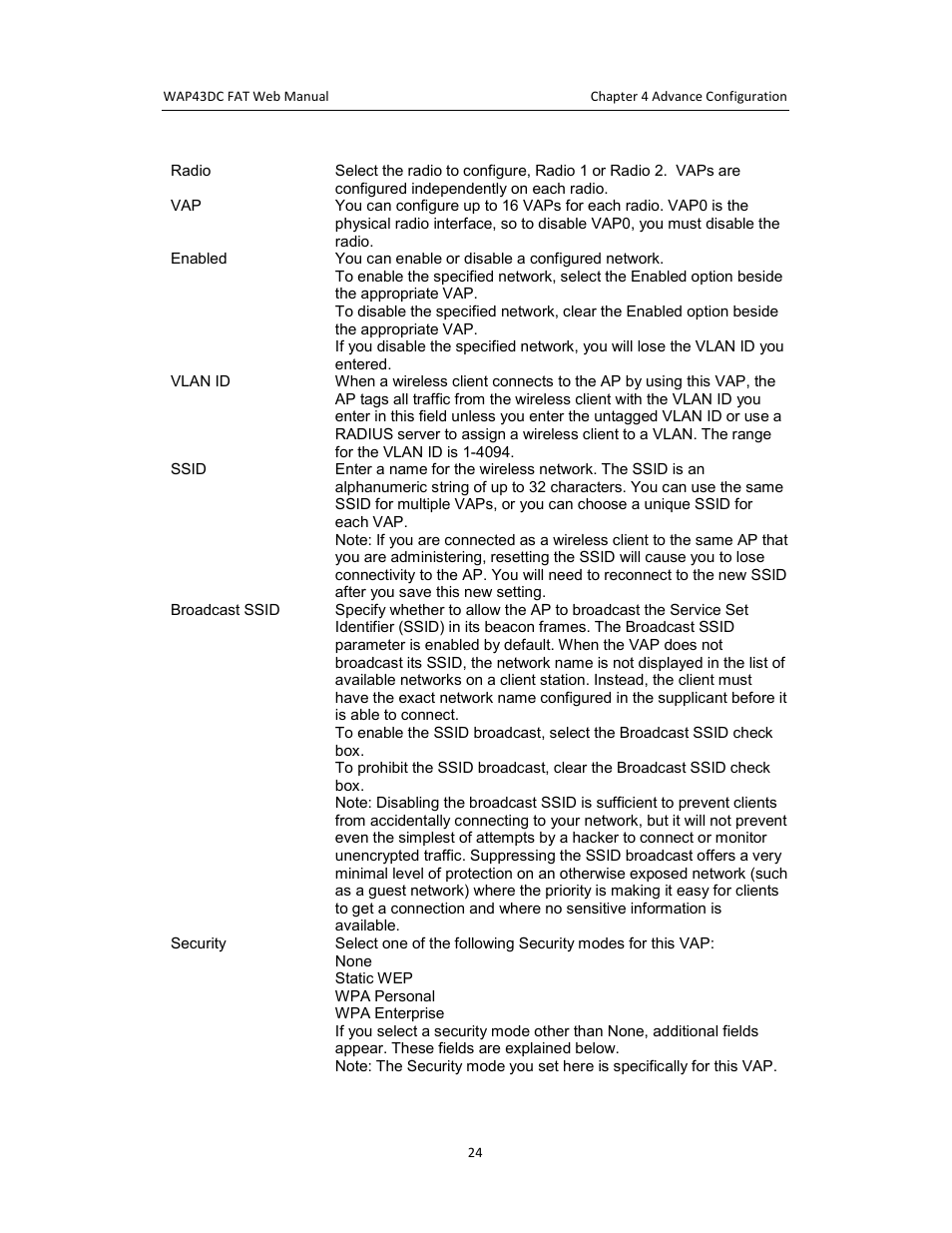 Amer Networks WAP43DC Fat Web User Manual | Page 24 / 44