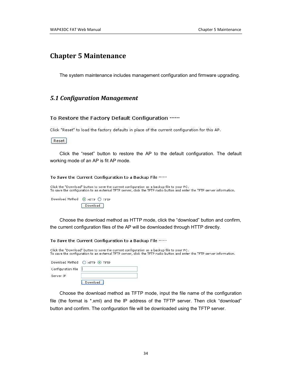 Chapter 5 maintenance | Amer Networks WAP43DC Fat Web User Manual | Page 34 / 44