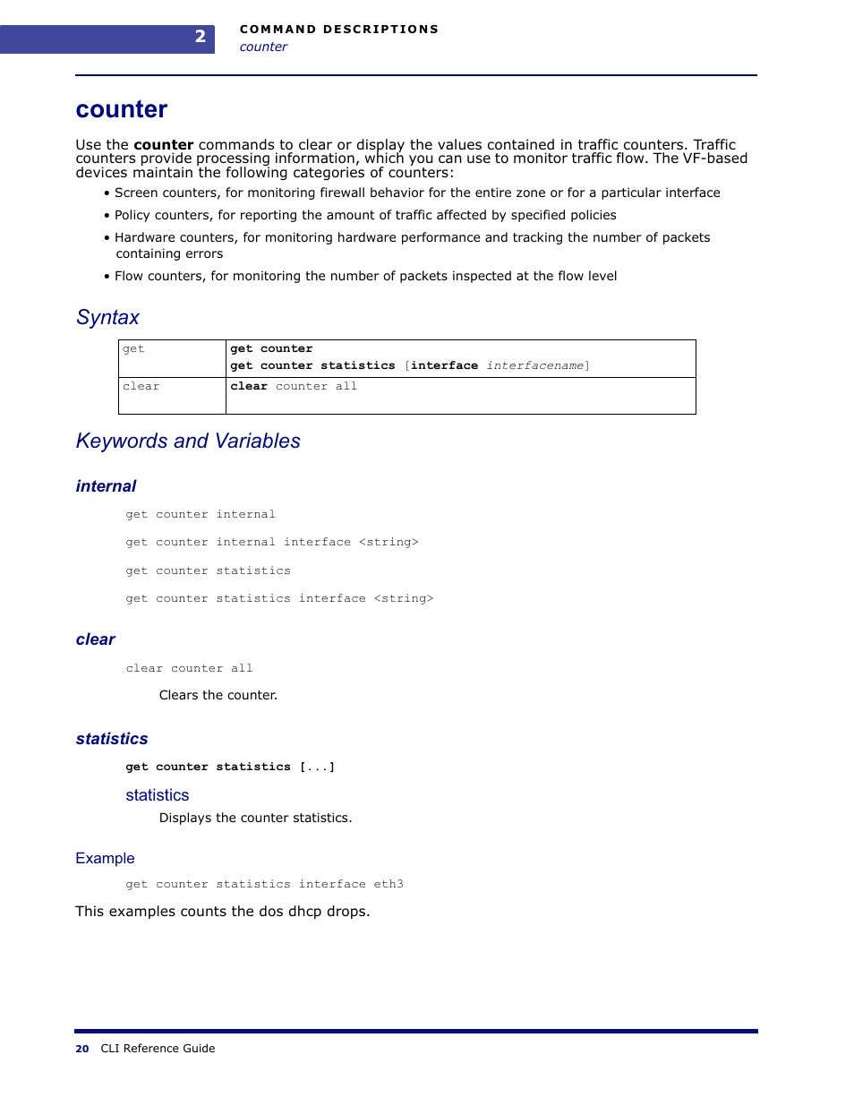 Counter, Syntax keywords and variables | Amer Networks WLO220T CLI User Manual | Page 23 / 103