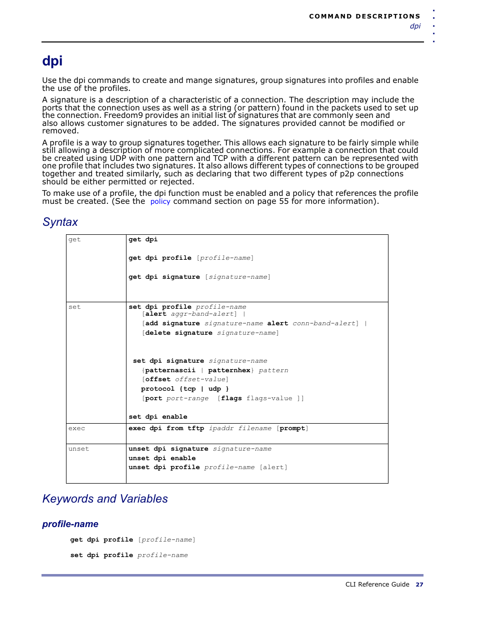 Syntax keywords and variables | Amer Networks WLO220T CLI User Manual | Page 30 / 103