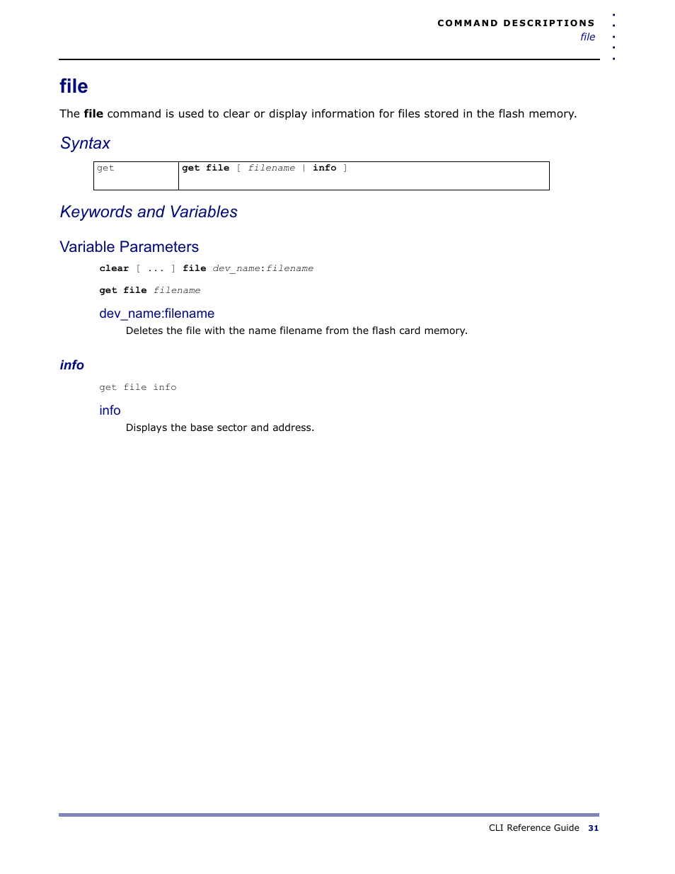 File, Syntax keywords and variables, Variable parameters | Amer Networks WLO220T CLI User Manual | Page 34 / 103