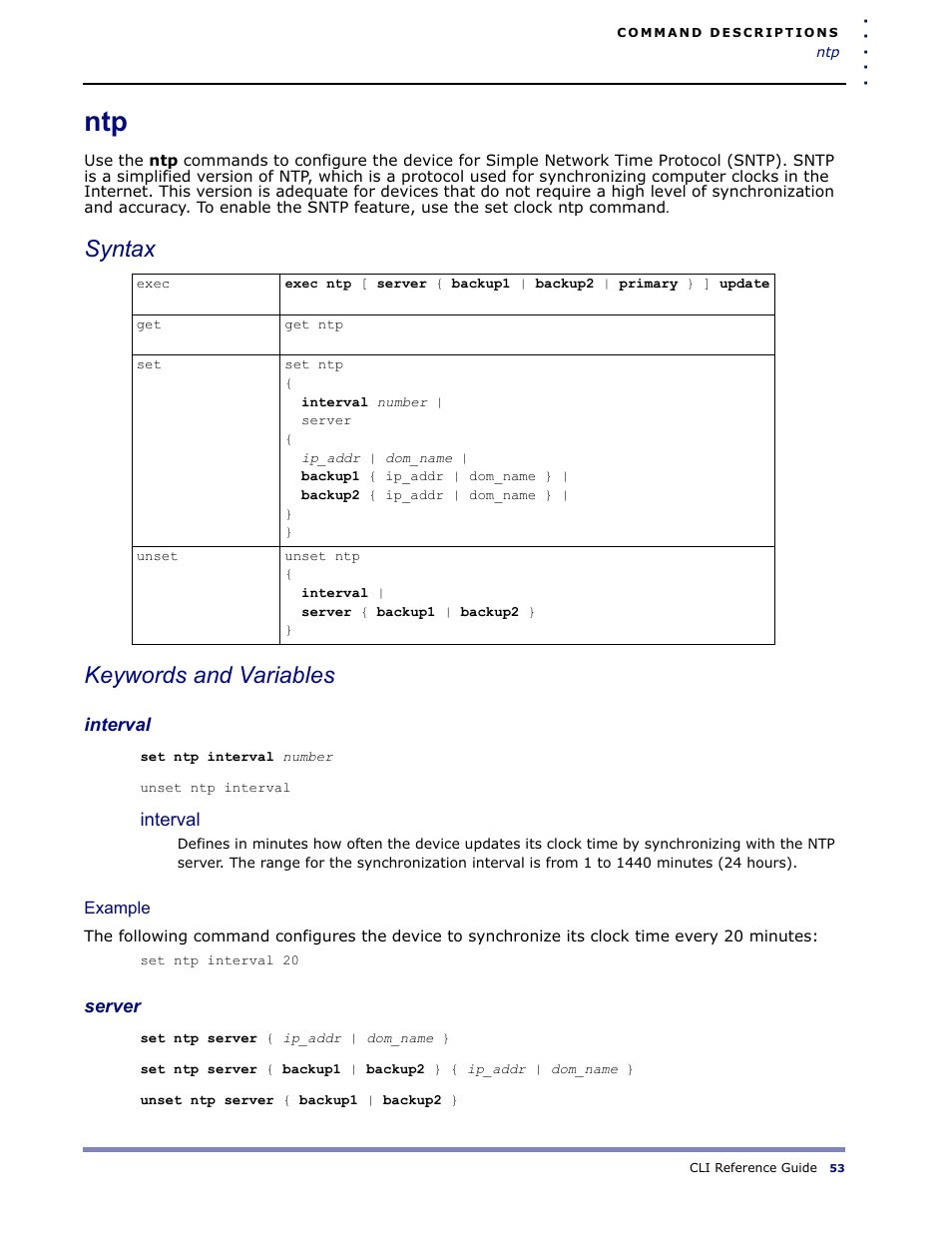 Syntax keywords and variables | Amer Networks WLO220T CLI User Manual | Page 56 / 103