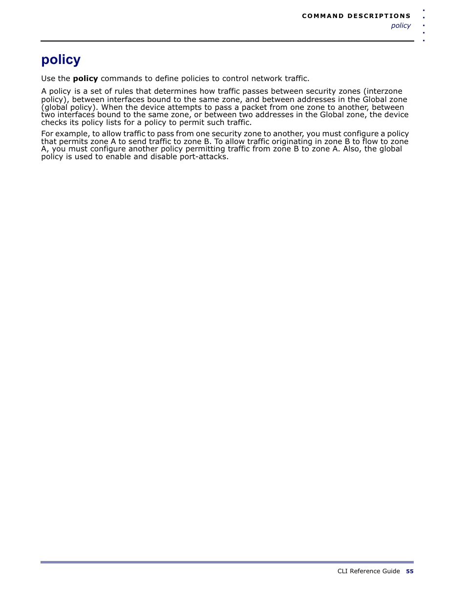 Policy | Amer Networks WLO220T CLI User Manual | Page 58 / 103