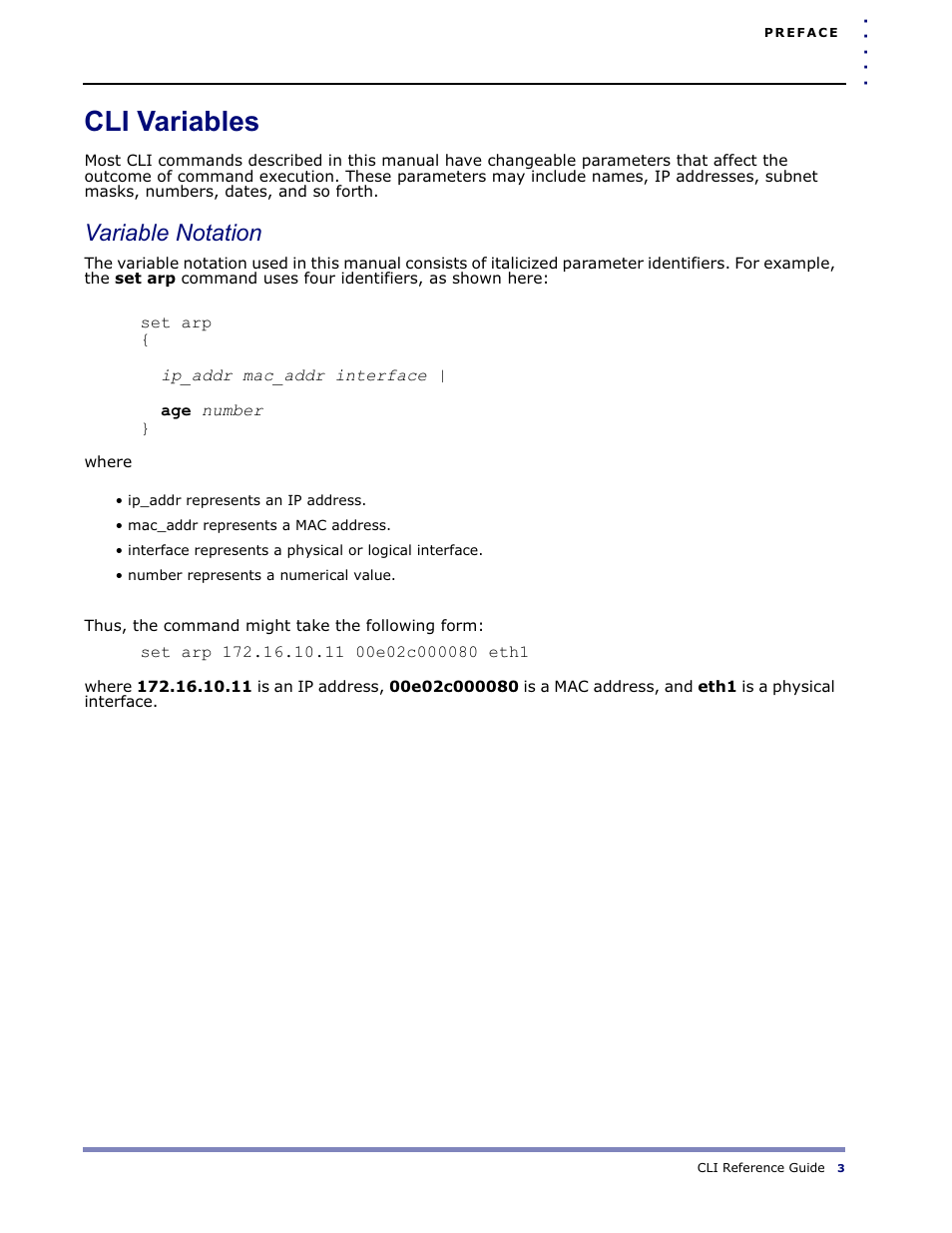 Cli variables, Variable notation | Amer Networks WLO220T CLI User Manual | Page 6 / 103
