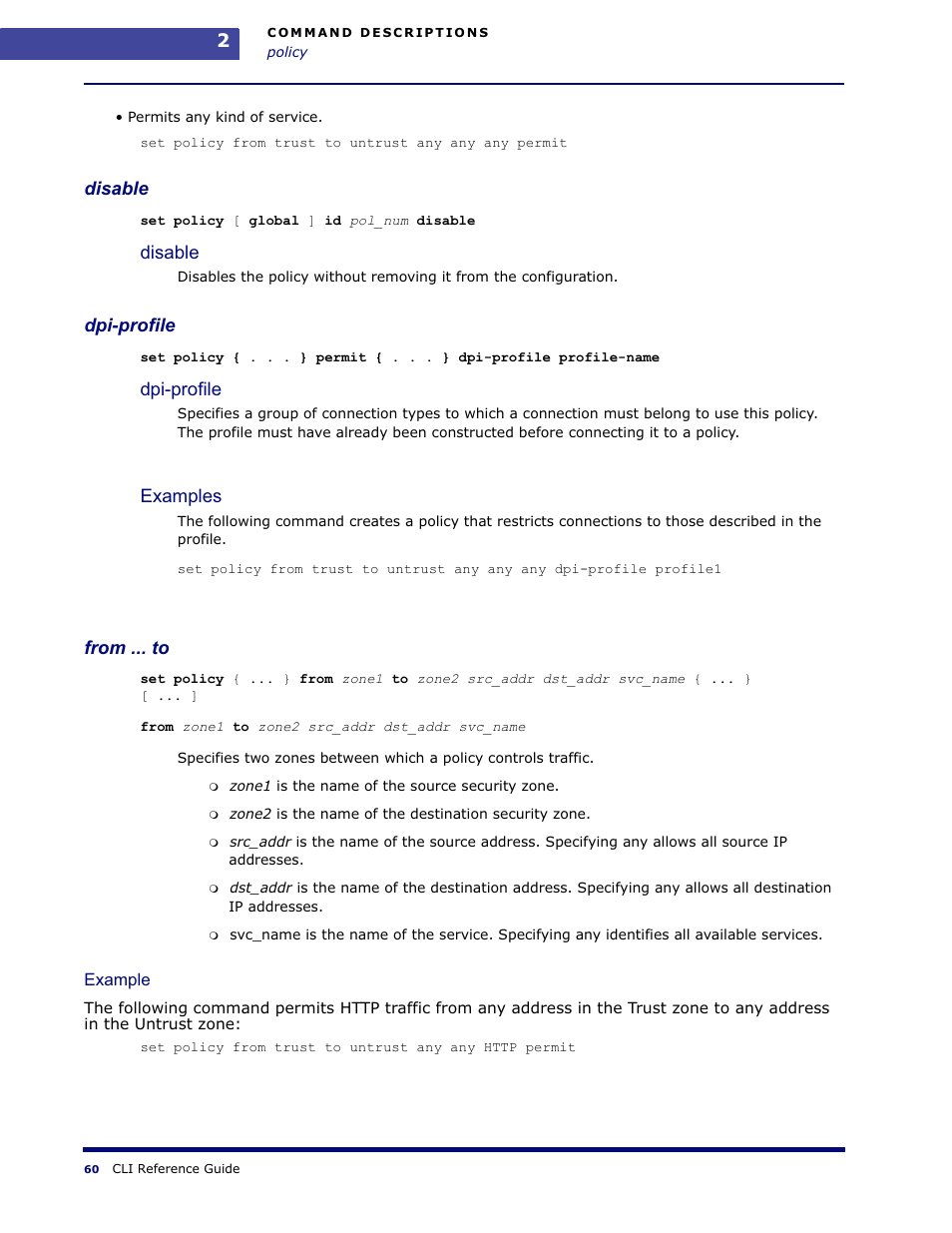 Disable, Dpi-profile, Examples | Amer Networks WLO220T CLI User Manual | Page 63 / 103