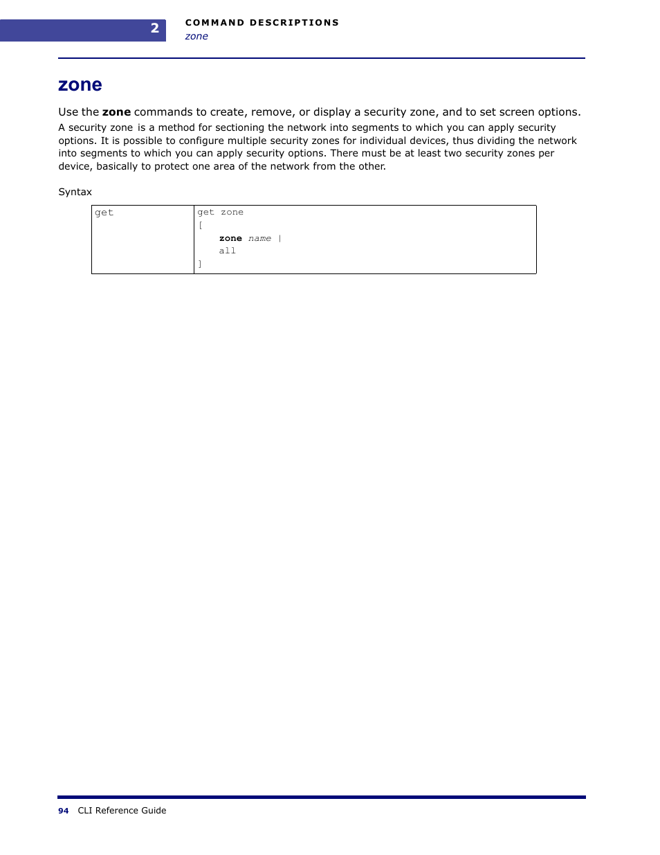 Zone | Amer Networks WLO220T CLI User Manual | Page 97 / 103